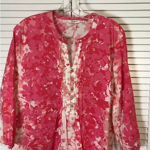 Liz Claiborne New York Pink Floral Round Neck 3/4 Sleeve Top XL - Picture 8 of 8